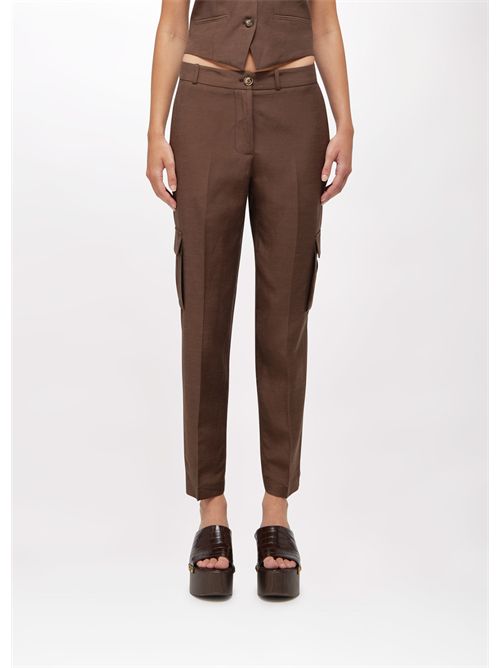 Pantaloni cargo in misto lino BLUGIRL BLUMARINE | RA6095T8823/90913